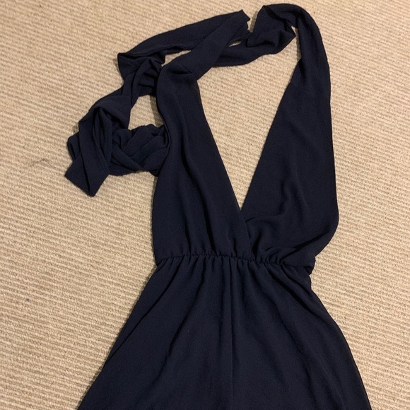 Navy Blue Chiffon Romper Multi-Way Tie - Picture 2 of 3